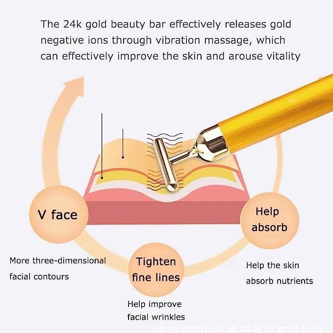 24K Gold Electric Facial Massage Roller